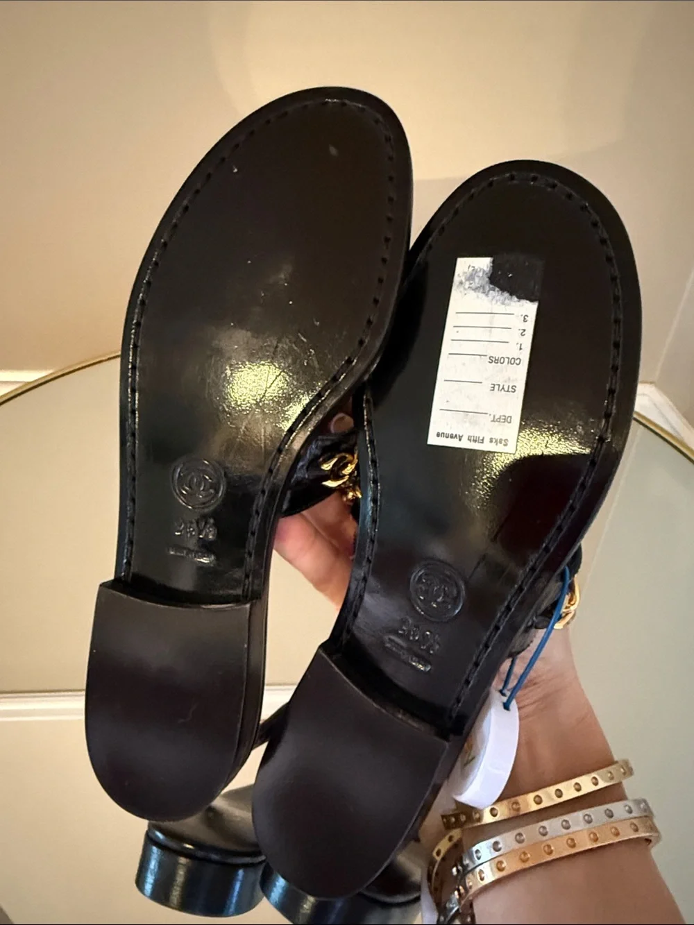 CHANEL Turnlock gold chain sandals size 36.5 - Picture 10 of 17